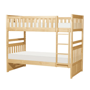 English Elm Bunk Bed Twin Over Pine Wood Frame with Guard Rails for Kids Shared Bedroom B011S02409