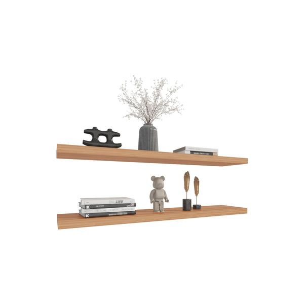 English Elm Floating Shelves - Minimalist 2-Shelf Design In Versatile Beige Pine Look For Stylish Home Storage B097P250909