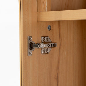 English Elm K&K Arched 71" Kitchen Pantry Cabinet with Glass Doors, Brass Handles, Adjustable Shelves & Drawer Natural N707P288969Y