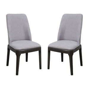 English Elm Set Of 2 Side Dining Chairs - Light Gray Linen Upholstery With Gray Oak Legs For Modern Style B016P314461-GIGA