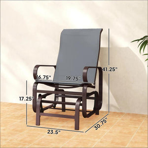 English Elm Cozy Outdoor Gliding Chairs Set of 2 Sling Mesh Steel Frame Porch Rockers Gray T3971P466776