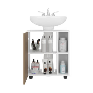 English Elm Pascuale Compact Under-Sink Cabinet with Cut-Out Back, Dual Side Shelves & Double Doors, Oak White B200P368111