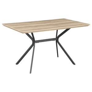 English Elm Hanover 53" Light Brown Composite Wood Dining Table with Flared V Metal Legs, Modern Melamine Finish B062S00608