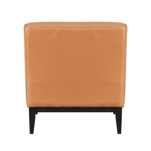 English Elm Leather Slipper Chair Top Grain Leather Upholstered Accent Seat High-Density Foam Durable Comfort Orange 29.5 L x 33.5 W x 26.75 H B011P315632