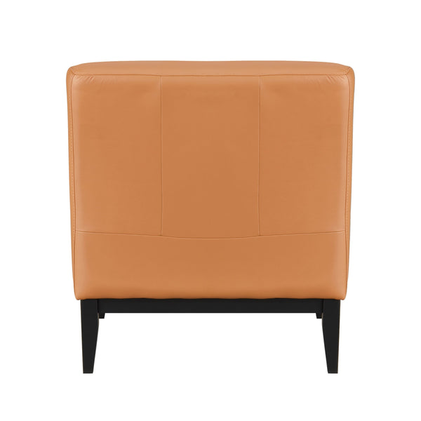 English Elm Leather Slipper Chair Top Grain Leather Upholstered Accent Seat High-Density Foam Durable Comfort Orange 29.5 L x 33.5 W x 26.75 H B011P315632