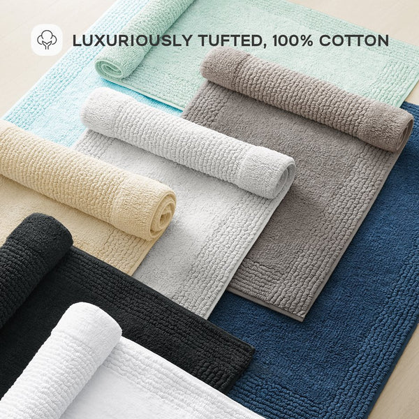 JLA Home Madison Park Signature - 100% Cotton Luxury Tufted Bath Rug 3000 GSM Reversible Plush OEKO‑TEX Soft Absorbent Spa Feel Charcoal MPS72-572