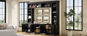 English Elm All-in-one Modern Entertainment Center with Bookcase Shelves for Living Room Display Black N710S688101B