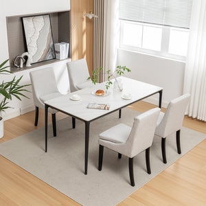 English Elm Modern Dining Chairs Set of 2 Light Gray Tufted Linen Upholstered Seats with Solid Wood Legs, 300lb Capacity, Versatile Accent Dining Chairs for Home & Restaurant W2200P152210