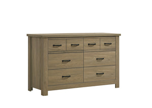 English Elm Federico Wide Six Drawer Dresser Oak Veneer Gray Finish with Matte Black Hardware B2749P413327