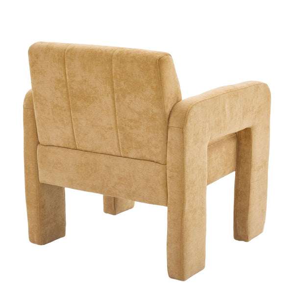 English Elm Modern Ergonomic Armchair with Generous Curved Armrests, Chenille Upholstery, 500lb Capacity, Cozy Lounge Seat Mustard yellow W395P380518