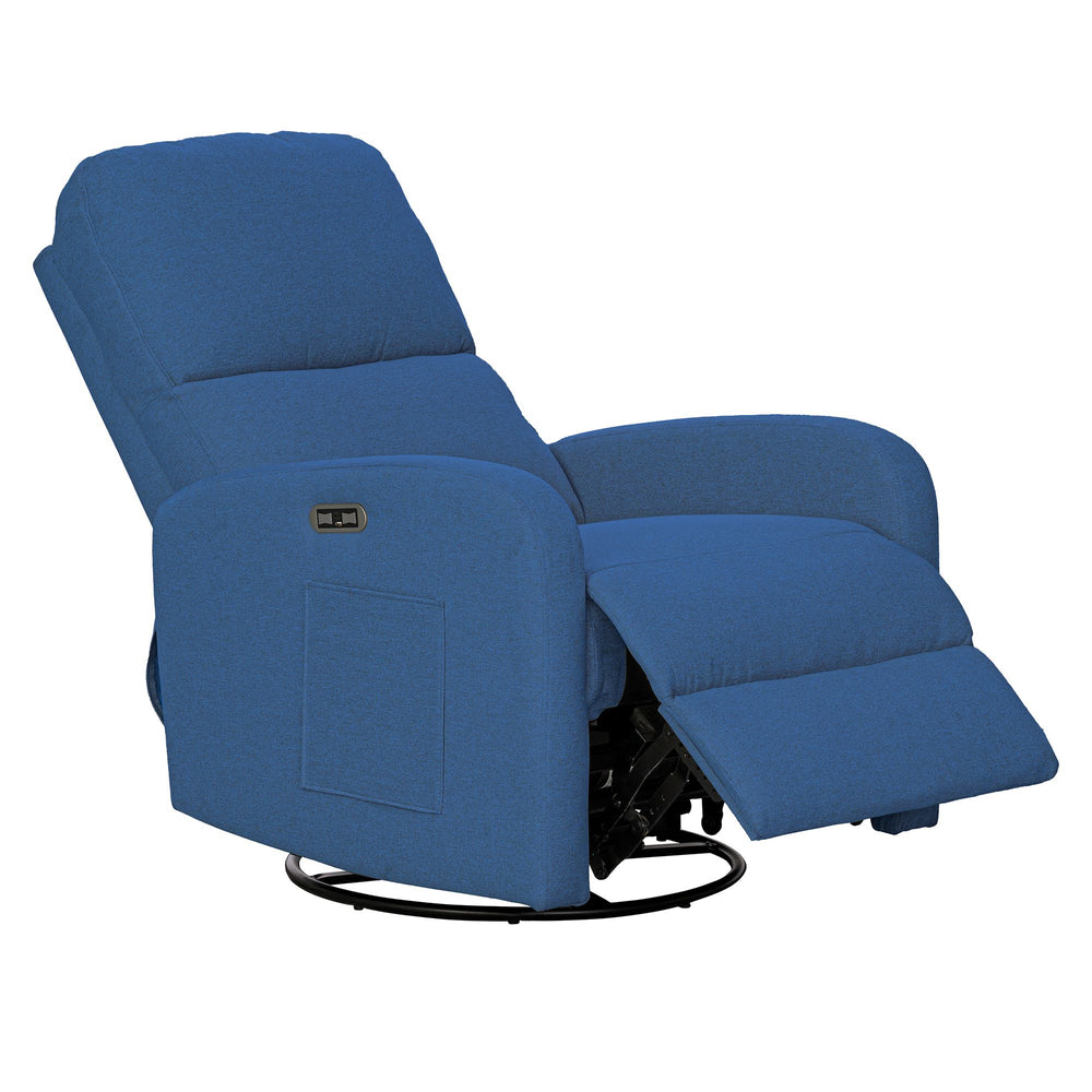 JLA Home INK+IVY - Power Dakota Recliner with Swivel, Glider & USB Charging — Power Recline, Storage Pocket, Plush Comfort Blue II103-0609