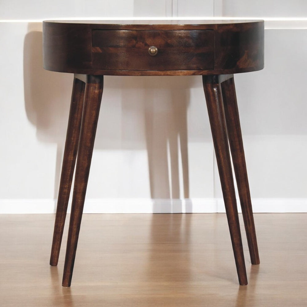 English Elm Solid Wood California Walnut Console Table - Handcrafted, 1-Drawer, Nordic Legs, Perfect Accent Piece B182P279263-GIGA