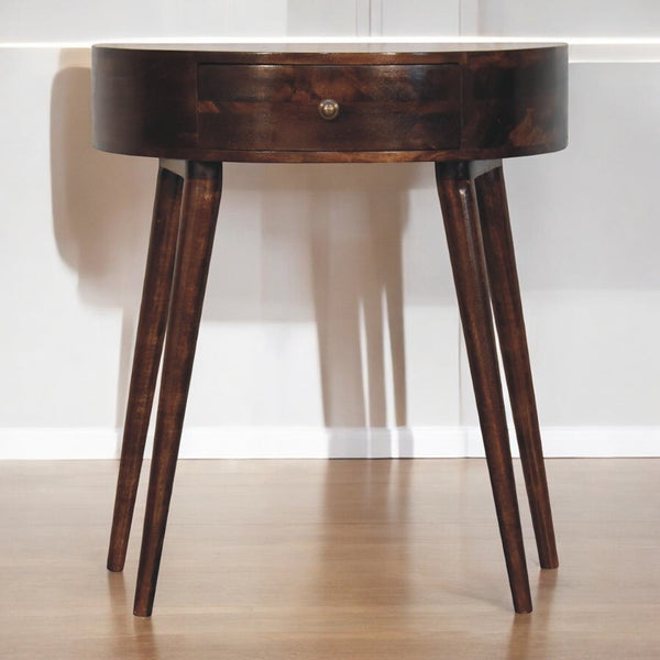 English Elm Solid Wood California Walnut Console Table - Handcrafted, 1-Drawer, Nordic Legs, Perfect Accent Piece B182P279263-GIGA