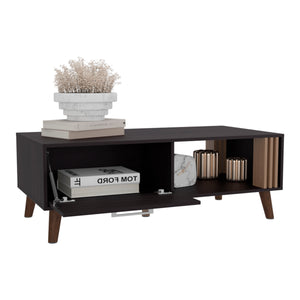 English Elm Barrville Coffee table with lift-up storage, slatted black & light oak finish, sturdy angled legs B092P269898