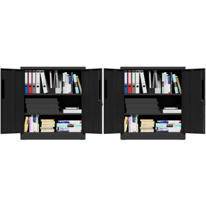 English Elm Metal Lockable Steel Cabinet Two Adjustable Shelves Garage Office Utility Storage T2398P442669