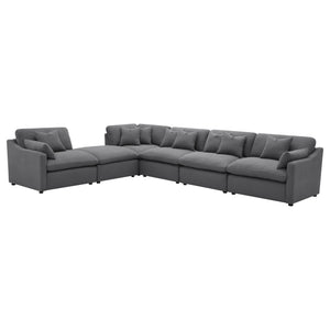 English Elm Charcoal Six Piece Modular Sectional with Feather Blend Cushions for Spacious Living Rooms B062S01831