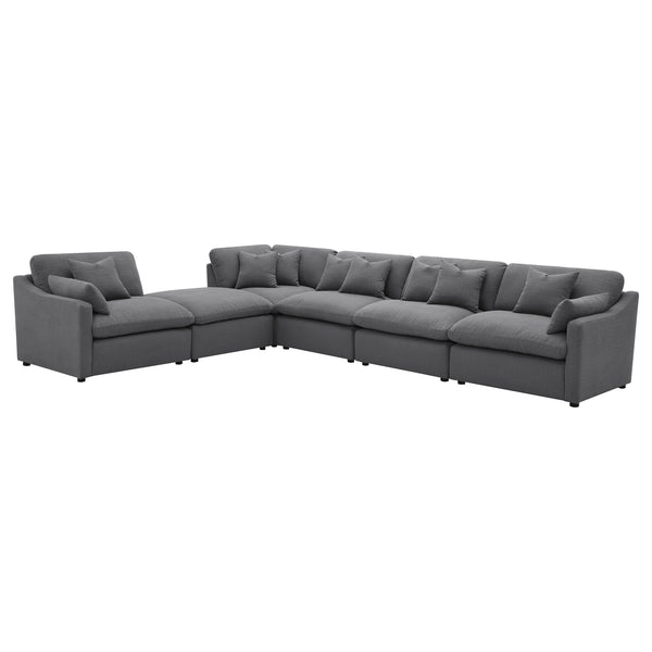 English Elm Charcoal Six Piece Modular Sectional with Feather Blend Cushions for Spacious Living Rooms B062S01831