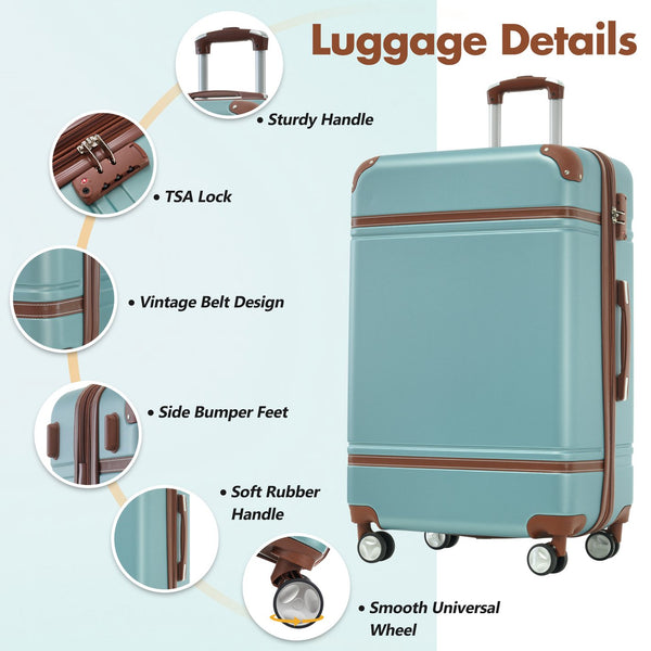 English Elm Hardshell Abs Suitcase Set with Tsa Lock Spinner Wheels Expandable 28 Inch Travel Green N732P193485M