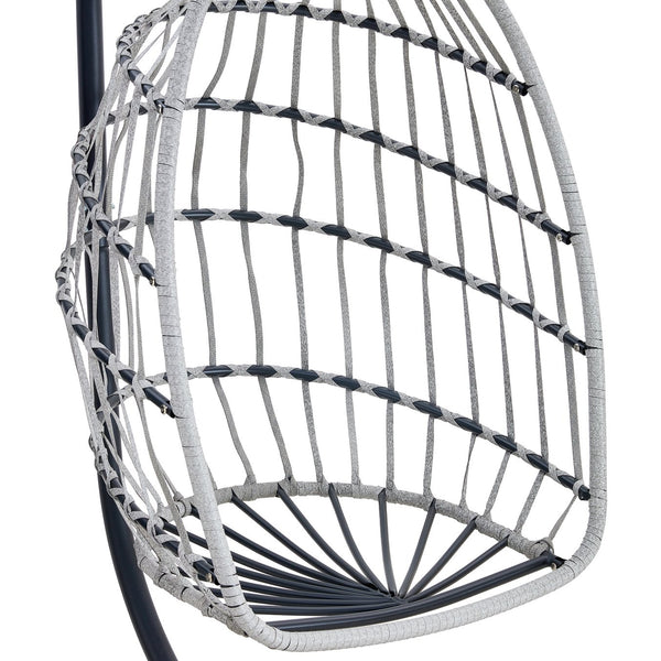 English Elm Grheavy-duty Iron Egg Chair Pe Rattan Woven Swing Seat for Patio or Living Room W2920P281903