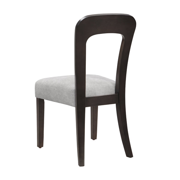 English Elm Dining Side Chairs Set of 2 Gray Chenille Upholstered with Rubberwood Legs for Kitchen N779P236958E