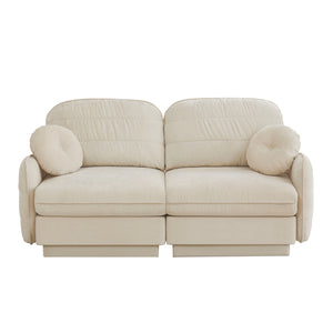 English Elm Chenille Cloud Loveseat with Quilted Back Pillows Deep Seat Comfort for Living Room W714S01747