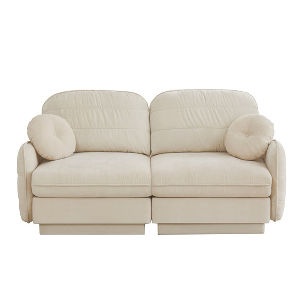 English Elm Chenille Cloud Loveseat with Quilted Back Pillows Deep Seat Comfort for Living Room W714S01747