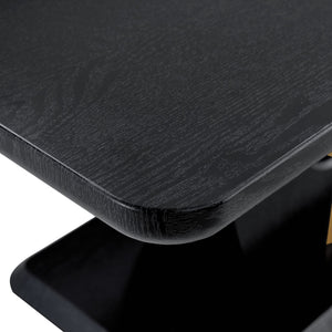 English Elm Modern Mdf Dining Table Seats Six with U-shaped Legs for Minimalist Interiors Black W1151S04162
