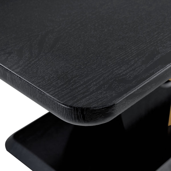 English Elm Modern Mdf Dining Table Seats Six with U-shaped Legs for Minimalist Interiors Black W1151S04162