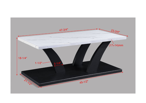 English Elm Modern 3-Piece Cocktail Table Set with Faux Marble Top, White & Black Accents, Coffee + 2 End Tables, Stylish Living Room Furniture B011P244310