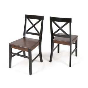 English Elm Christopher Knight Home® - Roshan Farmhouse Acacia Wood Dining Chairs Set Of 2 - Rustic Black & Walnut Finish For Comfort 62888.00BWALN