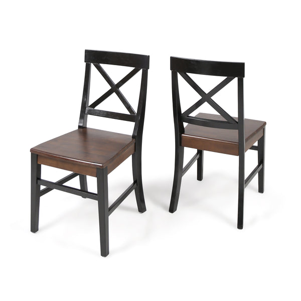 English Elm Christopher Knight Home® - Roshan Farmhouse Acacia Wood Dining Chairs Set Of 2 - Rustic Black & Walnut Finish For Comfort 62888.00BWALN