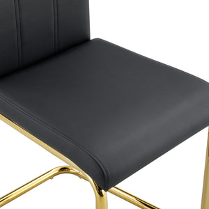 English Elm A Set of 2 Glam Faux Alligator Pvc Barstools with Crystal Buckle Detail Black,Gold W1512P491830