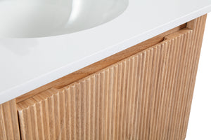 English Elm Arcora 30 Inch Wall Mounted Bathroom Vanity With Curved Sink, Wave Texture, Soft-Close Drawers & More W3235P336177