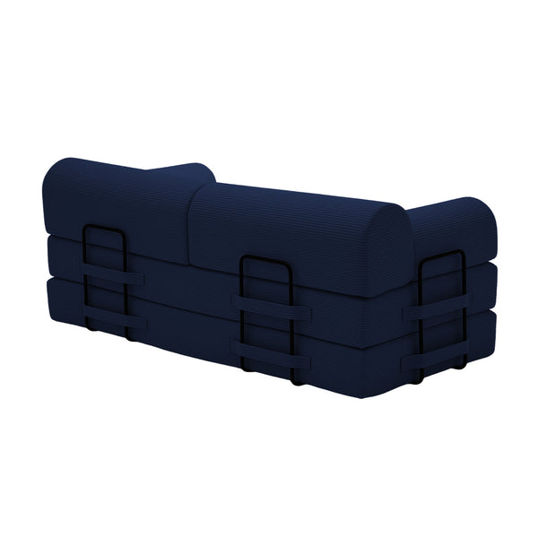 English Elm Convertible Corduroy Floor Sofa Folds Flat as Sleeper Daybed for Studio Living Blue W5532P438821