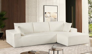 English Elm Cozyform Convertible Sectional Sofa – Plush Ivory Corduroy Couch With Sleeper Functionality, No Assembly! B2735P359716