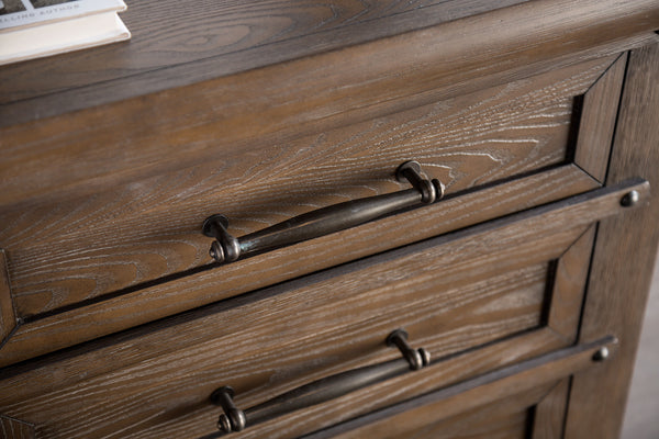 English Elm Transitional Brown Oak Five Drawer Tall Chest Smooth Glides Bedroom Storage B2741P372705