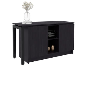 English Elm Beattie Rotating L-shaped Home Office Desk Engineered Wood Matte Black Finish B092S00299