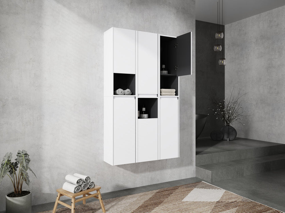 English Elm 12" Bathroom Side Cabinet - Sleek Wall-Mounted Storage With Soft-Close Doors & Modern Design W999S00283