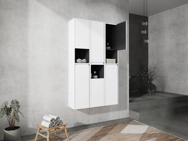 English Elm 12" Bathroom Side Cabinet - Sleek Wall-Mounted Storage With Soft-Close Doors & Modern Design W999S00283