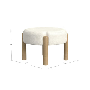 English Elm Eli Round Boucle Ottoman Footstool with Hardwood Legs for Living Room Seating B056P416982