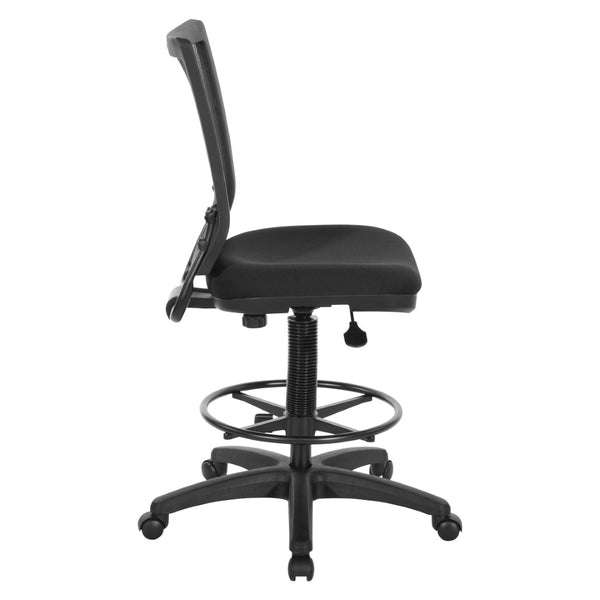 OSP Home Furnishings Soft Frame Drafting Chair with Mesh Back Padded Seat and Adjustable Foot Ring for Studios 69340-30