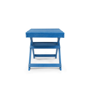 English Elm Seaview Recycled Hdpe Outdoor Folding Side Table Uv Resistant Patio Deck Use Blue B2745P409720