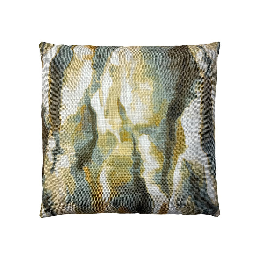 JLA Home Chapel Hill - Multi watercolor square pillow 20x20 with textured woven print, plush feather-poly blend, removable shell Gold/Grey CH30-0038