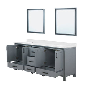 English Elm Dark Grey Double Bath Vanity With White Quartz Top, Ample Storage & Soft-Close Drawers Included B2731S00917