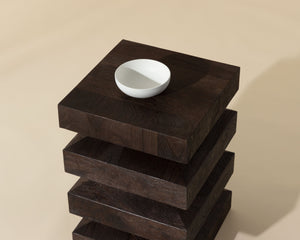 Sunpan Cormac End Table - Handcrafted Solid Acacia Wood with Unique Textures for Stylish Living Spaces Dark Brown