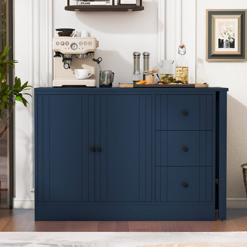 English Elm U_style Extendable Wooden Sideboard with 3 Drawers and 2 Doors for Entryway Living Room N711P334768V