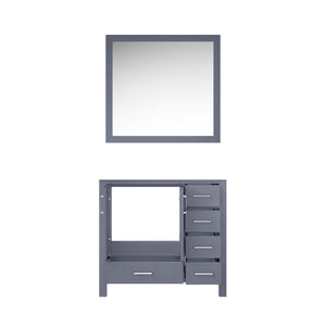 English Elm Dark Grey 36in Bath Vanity w/ Left Offset Sink, 5 Drawers + Cabinet, Mirror Included (34x32) B2731S00508