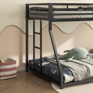 English Elm Adam Twin over Full Bunk Bed Metal Black – Sturdy, Squeak-Free Frame, Full Guardrail, Floor-Safe Caps B083P152992