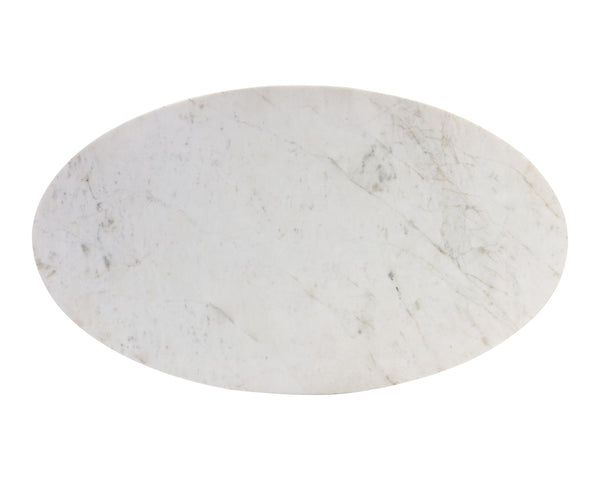 Sunpan Kiara Coffee Table - Elegant White Marble Top with Gunmetal Base, Modern Minimalist Design for Your Home Oval - 47W x 27.5D x 17H