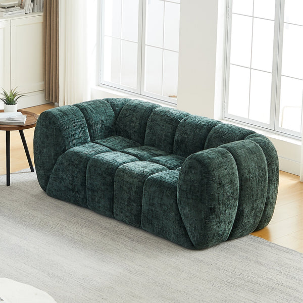 English Elm Chenille Cloud Sofa with Quilted Seat and Piano Backrest for Modern Living Spaces Green W834P442223